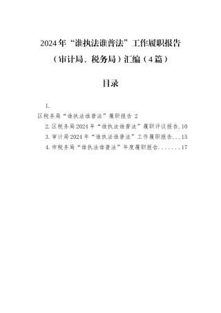 2024年“谁执法谁普法”工作履职报告（审计局、税务局）汇编（4篇）