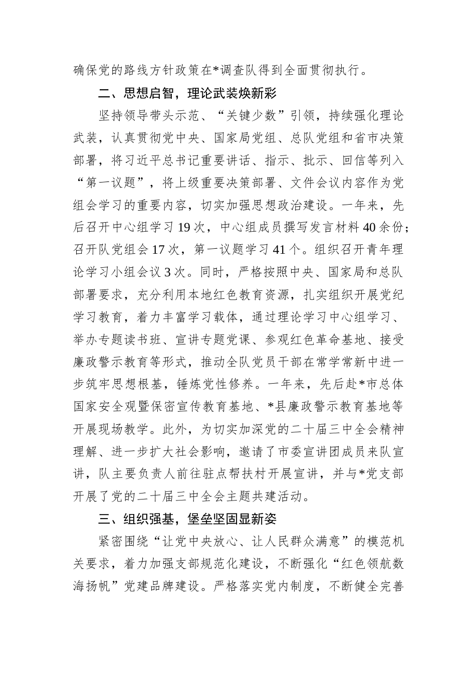 2024年调查队党建工作总结_第2页