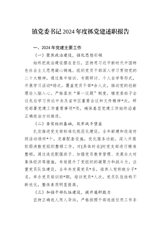镇党委书记2024年度抓党建述职报告