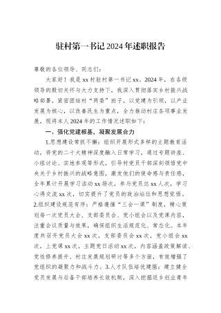 驻村第一书记2024年述职报告