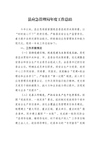 县应急管理局年度工作总结