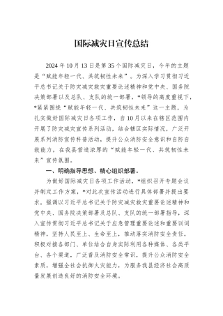 国际减灾日宣传总结