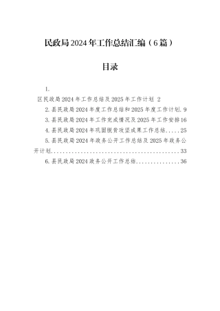 民政局2024年工作总结汇编（6篇）