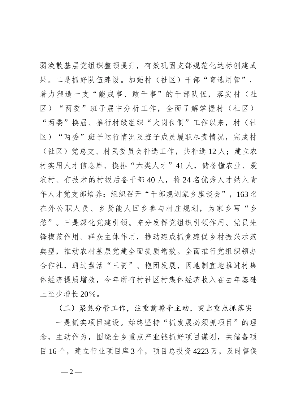 2024年村级领导干部个人述职报告_第2页