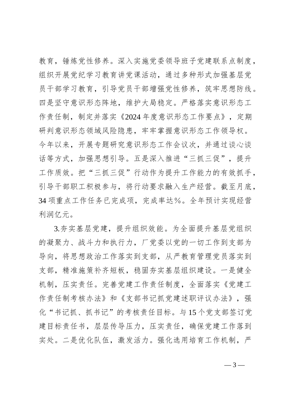2024年党建工作总结（5）_第3页