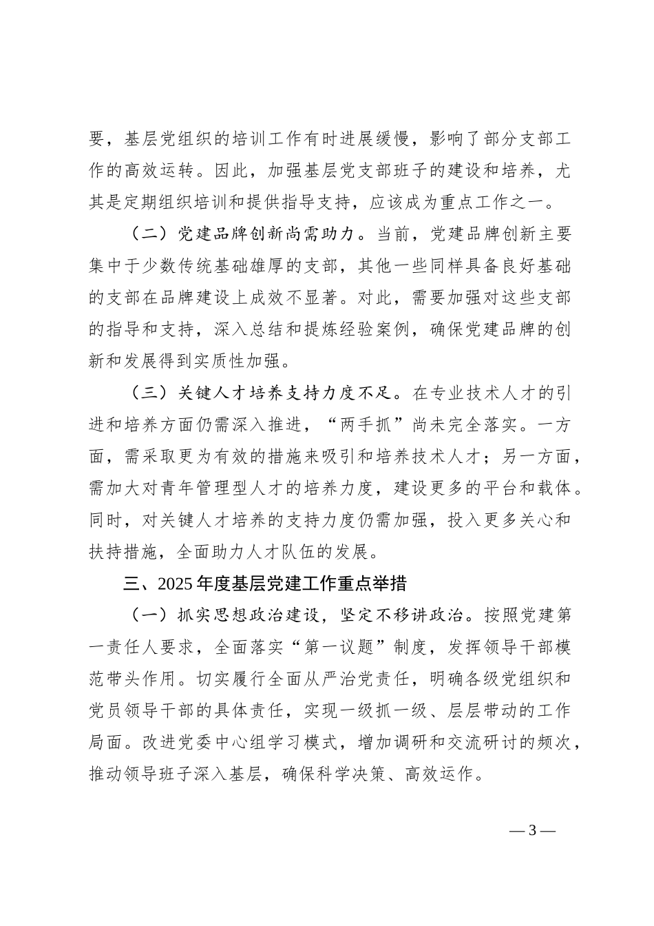 2024年度xx书记抓基层党建述职报告_第3页