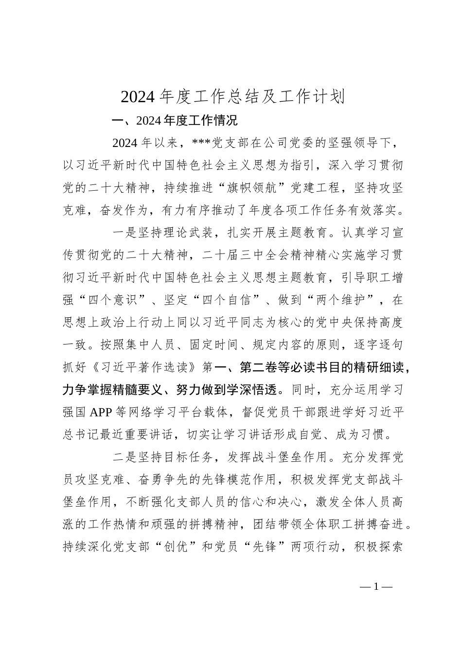 2024年度工作总结及工作计划_第1页