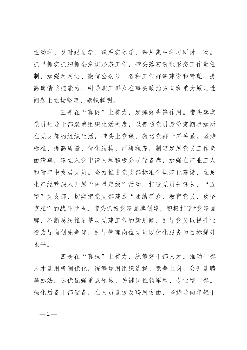 2024年度书记抓基层党建述职报告_第2页