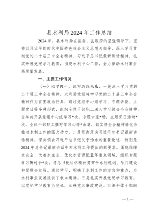 县水利局2024年工作总结