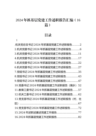 2024年抓基层党建工作述职报告汇编（16篇）