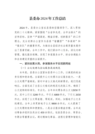 县委办2024年工作总结