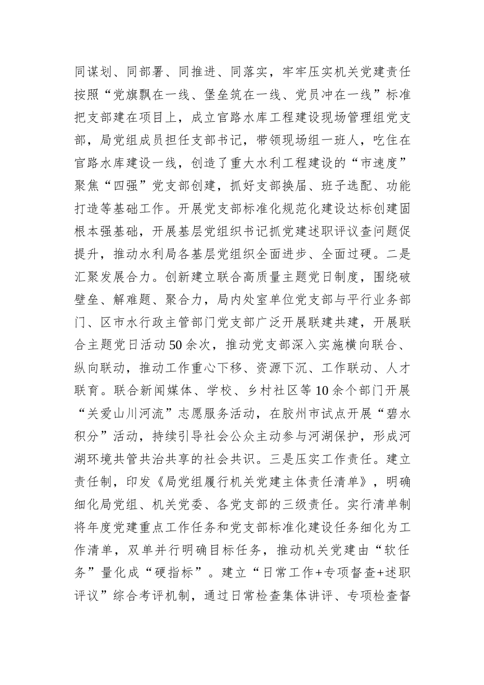市水利局党组2024年抓基层党建工作述职报告_第3页