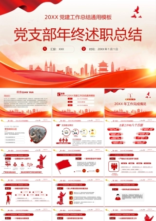 2024年党支部党建工作总结及下步工作打算PPT（20241230）