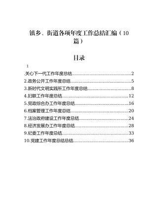 镇乡、街道各项年度工作总结汇编（10篇）