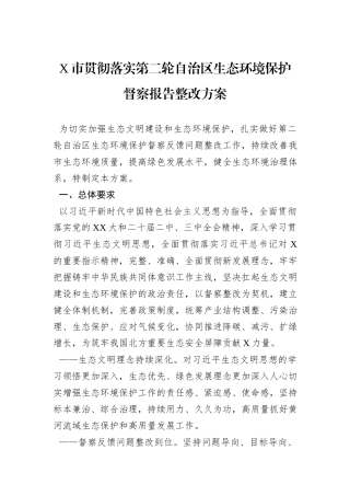 X市贯彻落实第二轮自治区生态环境保护督察报告整改方案