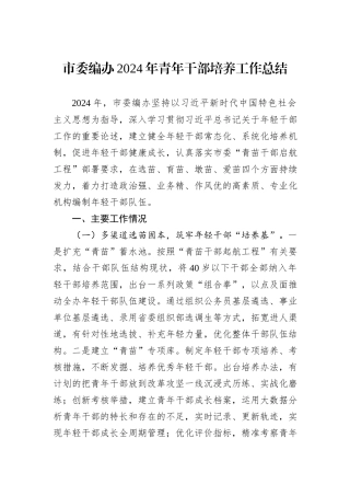 市委编办2024年青年干部培养工作总结