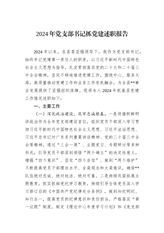 2024年党支部书记抓党建述职报告