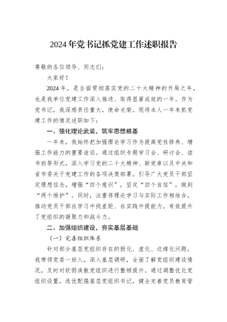 2024年党书记抓党建工作述职报告