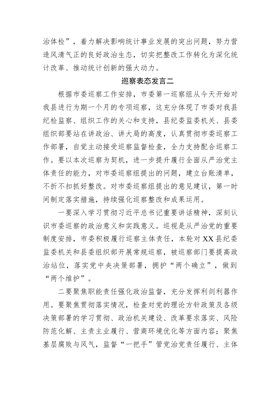 巡视巡察表态发言（六篇）_第3页