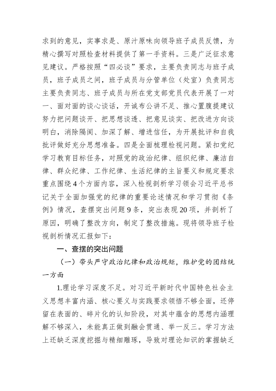 2024年民主生活会班子的对照检查材料_第2页