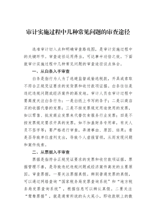 审计实施过程中几种常见问题的审查途径