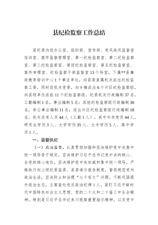 县纪检监察工作总结