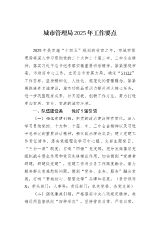 城市管理局2025年工作要点