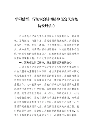 学习感悟：深刻领会讲话精神+坚定民营经济发展信心