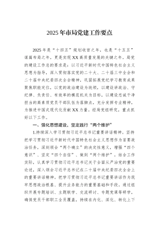 2025年市局党建工作要点