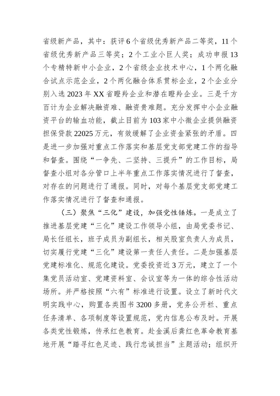 工信局党组书记2024年度抓基层党建工作述职报告_第3页