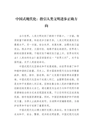 中国式现代化：指引人类文明进步正确方向