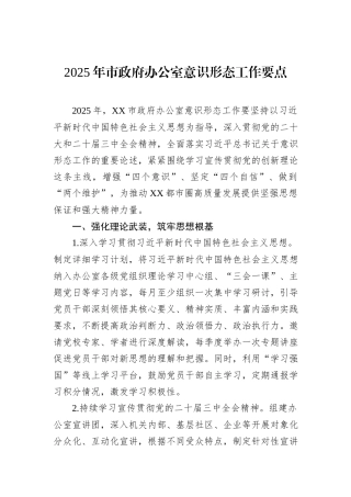 2025年市政府办公室意识形态工作要点