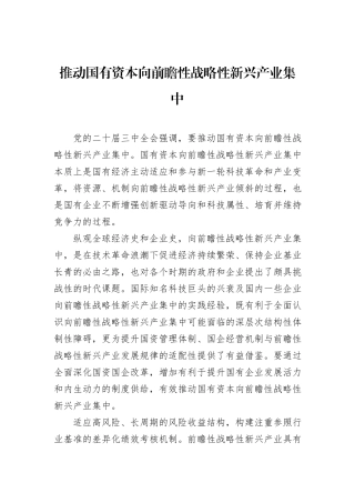 推动国有资本向前瞻性战略性新兴产业集中