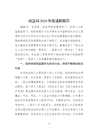 应急局2024年度述职报告