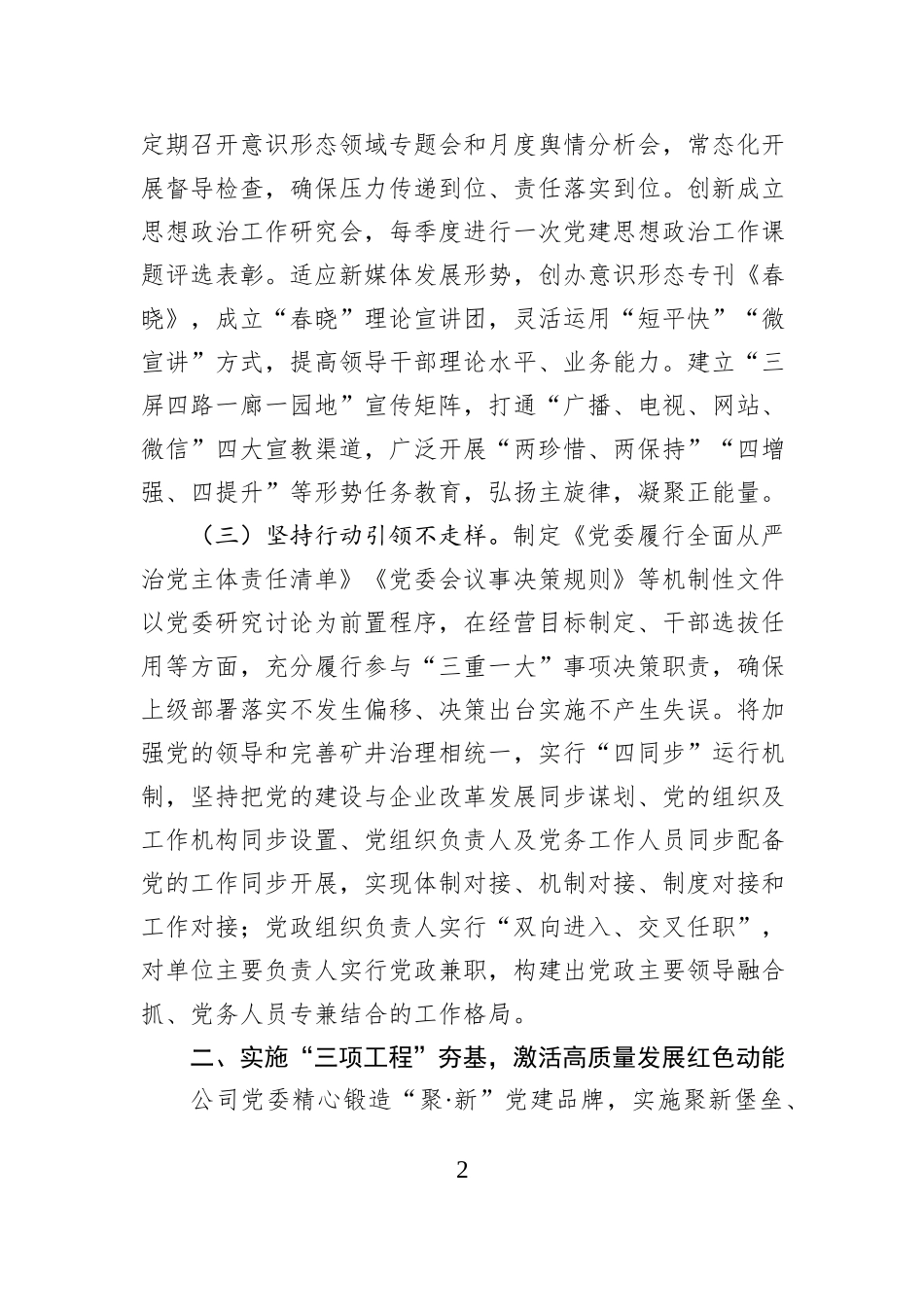 某国企党委2024年抓基层党建工作述职报告_第2页