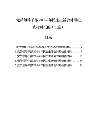 党员领导干部2024年民主生活会对照检查材料汇编（5篇）
