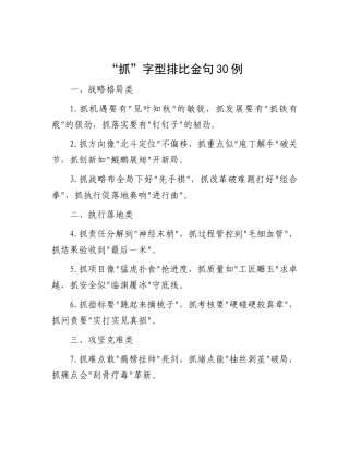 “抓”字型排比金句30例