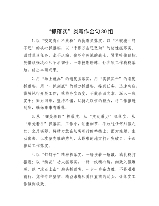 “抓落实”类写作金句30组