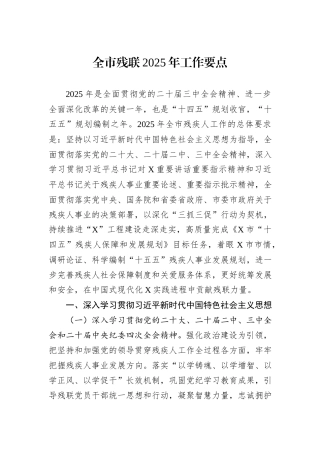 全市残联2025年工作要点