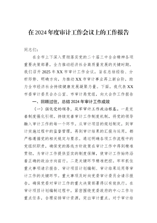 在2024年度审计工作会议上的工作报告