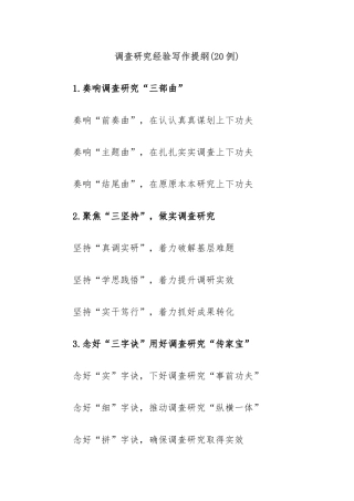 (20例)调查研究经验写作提纲