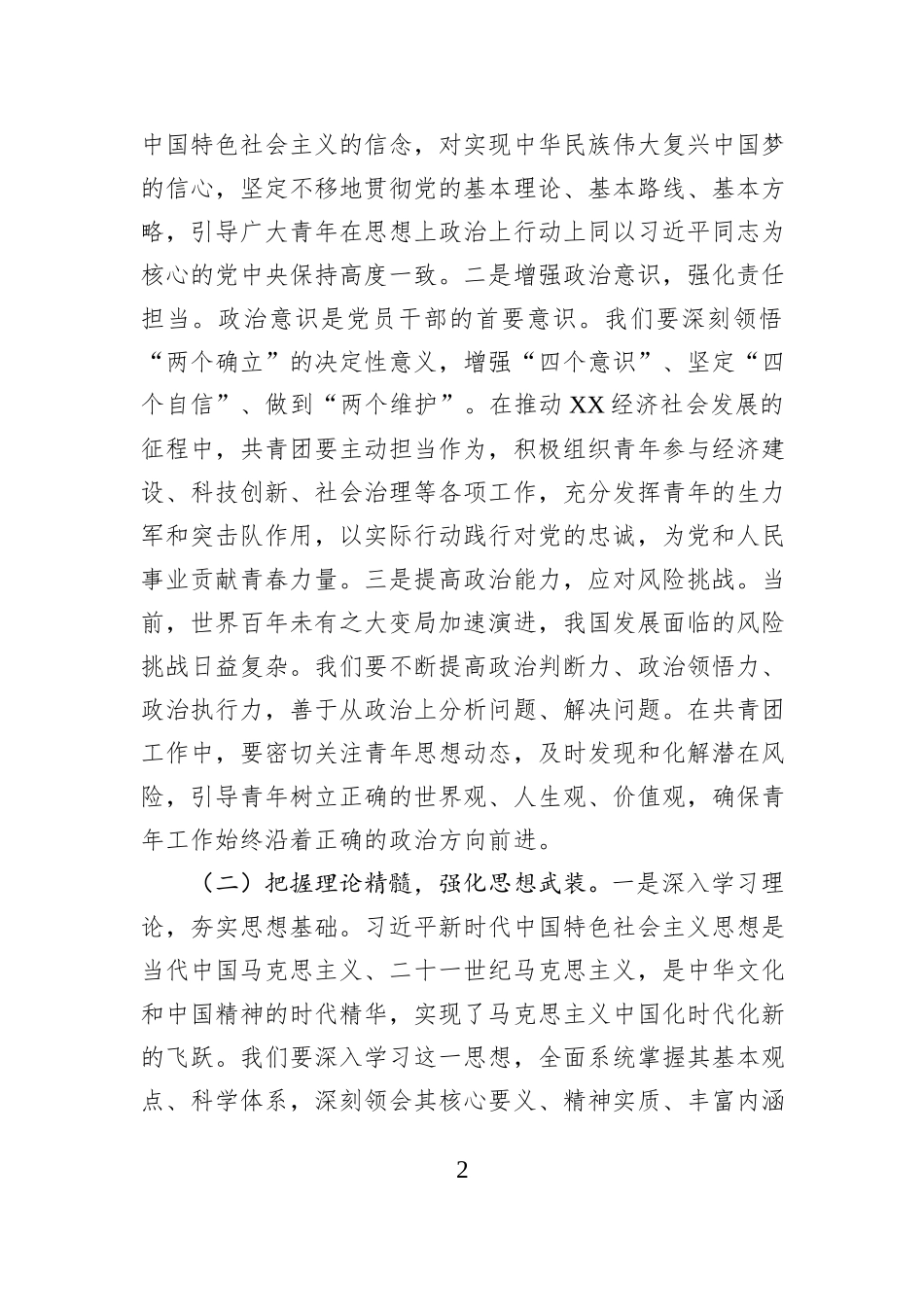 团市委书记学习习近平总书记在2025年全国“两会”上重要讲话精神交流发言材料_第2页