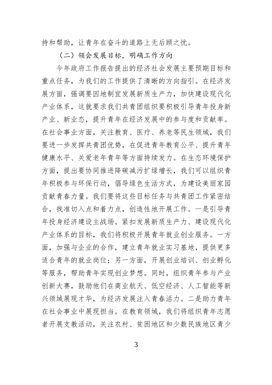 共青团XX市委书记专题学习2025年政府工作报告心得体会_第3页