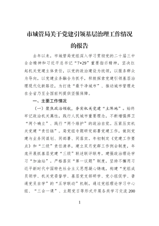市城管局关于党建引领基层治理工作情况的报告