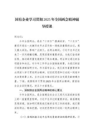 国有企业学习贯彻2025年全国两会精神辅导授课