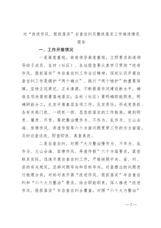 对“改进作风、狠抓落实”自查自纠及整改落实工作推进情况报告