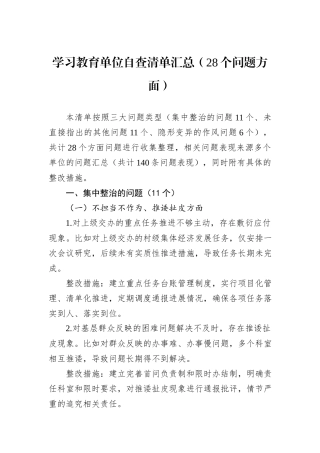 学习教育单位自查清单汇总（28个问题方面）.docx