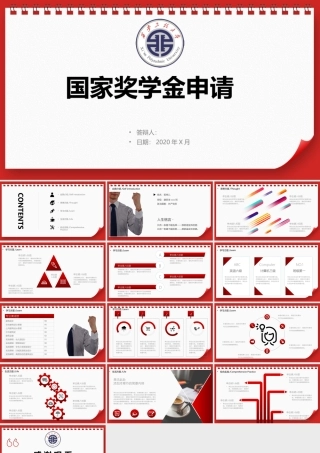 国家奖学金申请PPT模板红色时尚简约.pptx