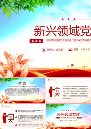 红色大气新兴领域党建工作PPT模板下载.pptx