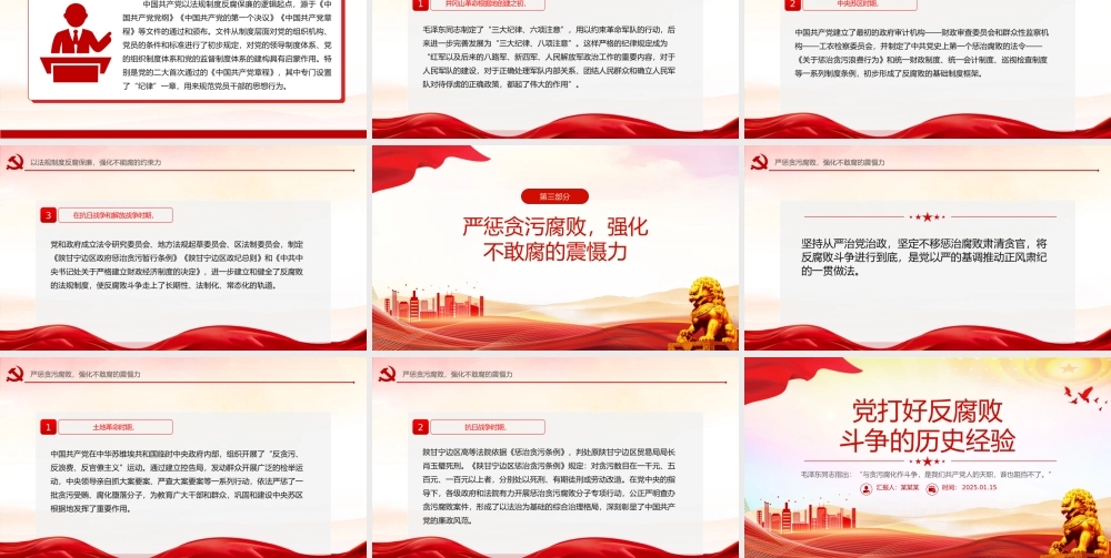 红色简洁党打好反腐败斗争的历史经验党史知识PPT课件.pptx